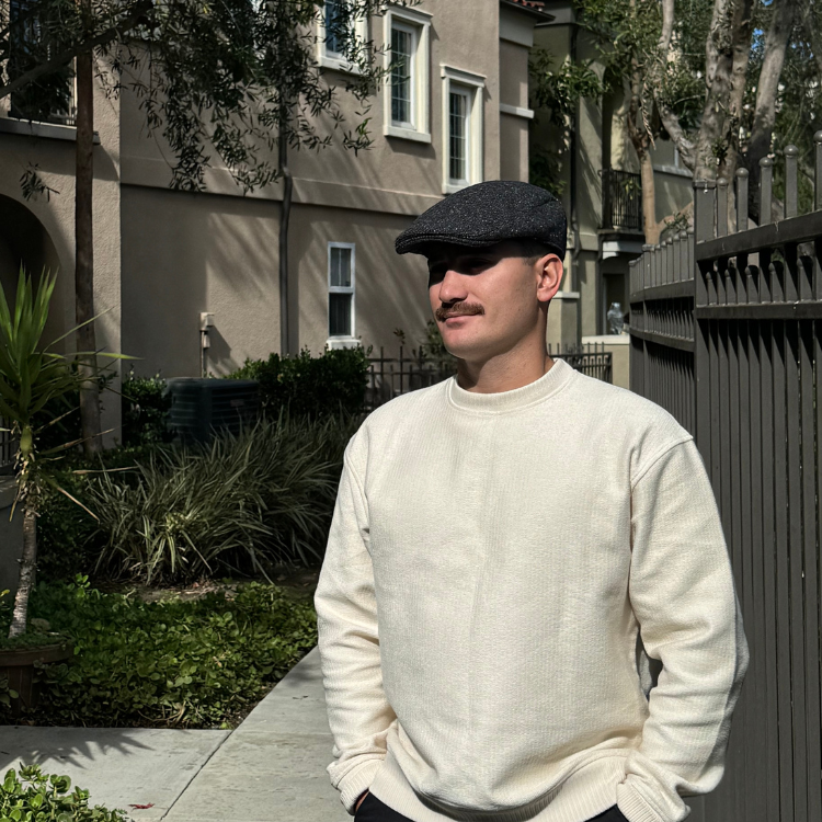 Hanna Donegal Tweed Touring Cap Charcoal with Colourful Flecks