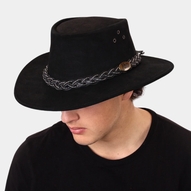 Jacaru Hats Wallaroo Suede Black The Hat Store