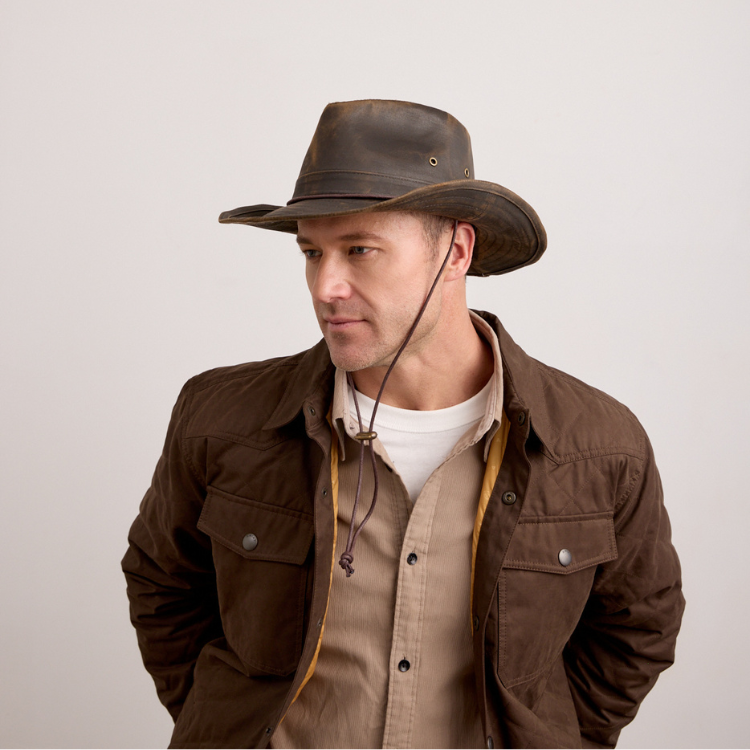 weathered cotton cotton hats for men Avenel of Melbourne Buckaroo Weathered Cotton Outback Brown