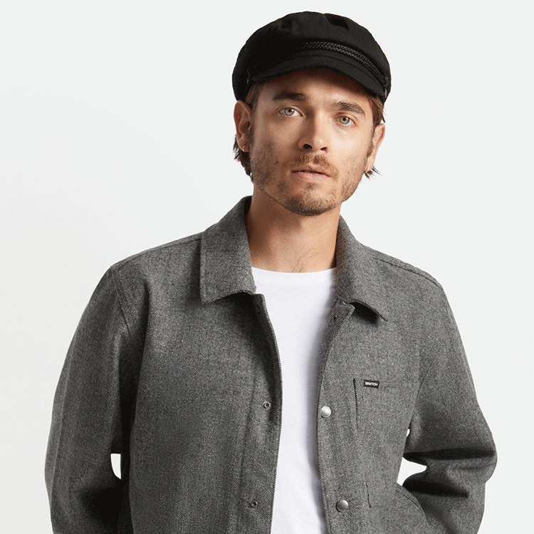 Brixton Fiddler Cap Black Herringbone The Hat Store