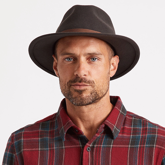 Brixton Messer Packable Fedora Washed Black Light Brown The Hat Store