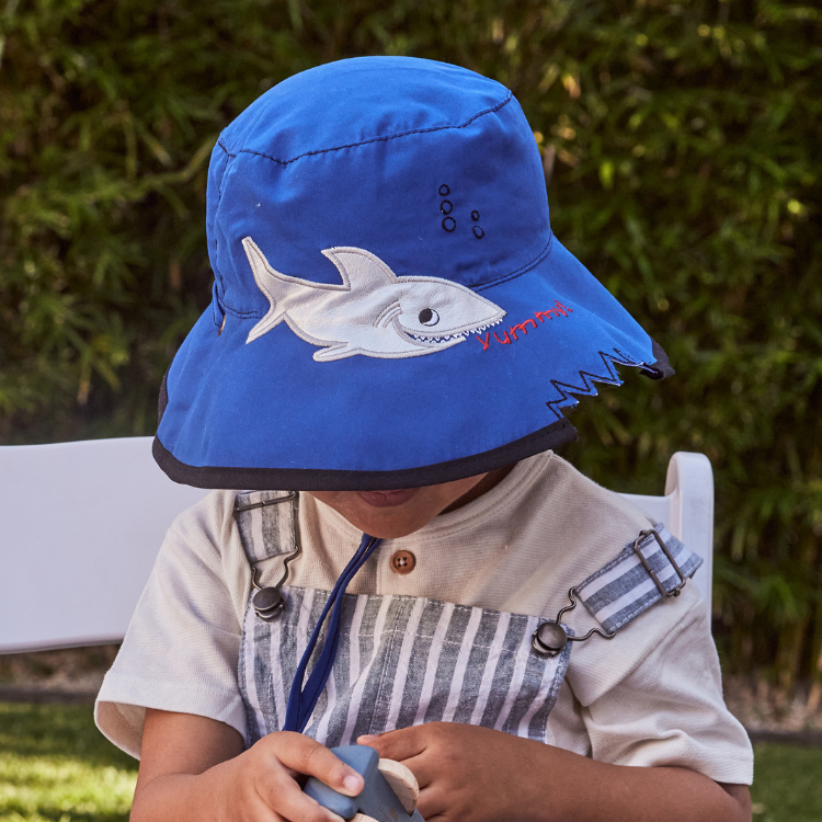 Cancer Council Kids Wide Brim Shark Hat - Blue – The Hat Store